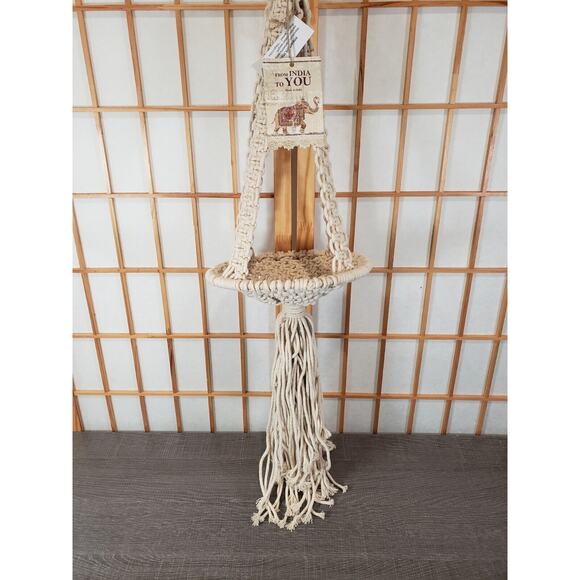 Handmade Macrame Plant Hanger 44” long 29" to plate 8.5 Diameter -Made in India - Picture 2 of 10